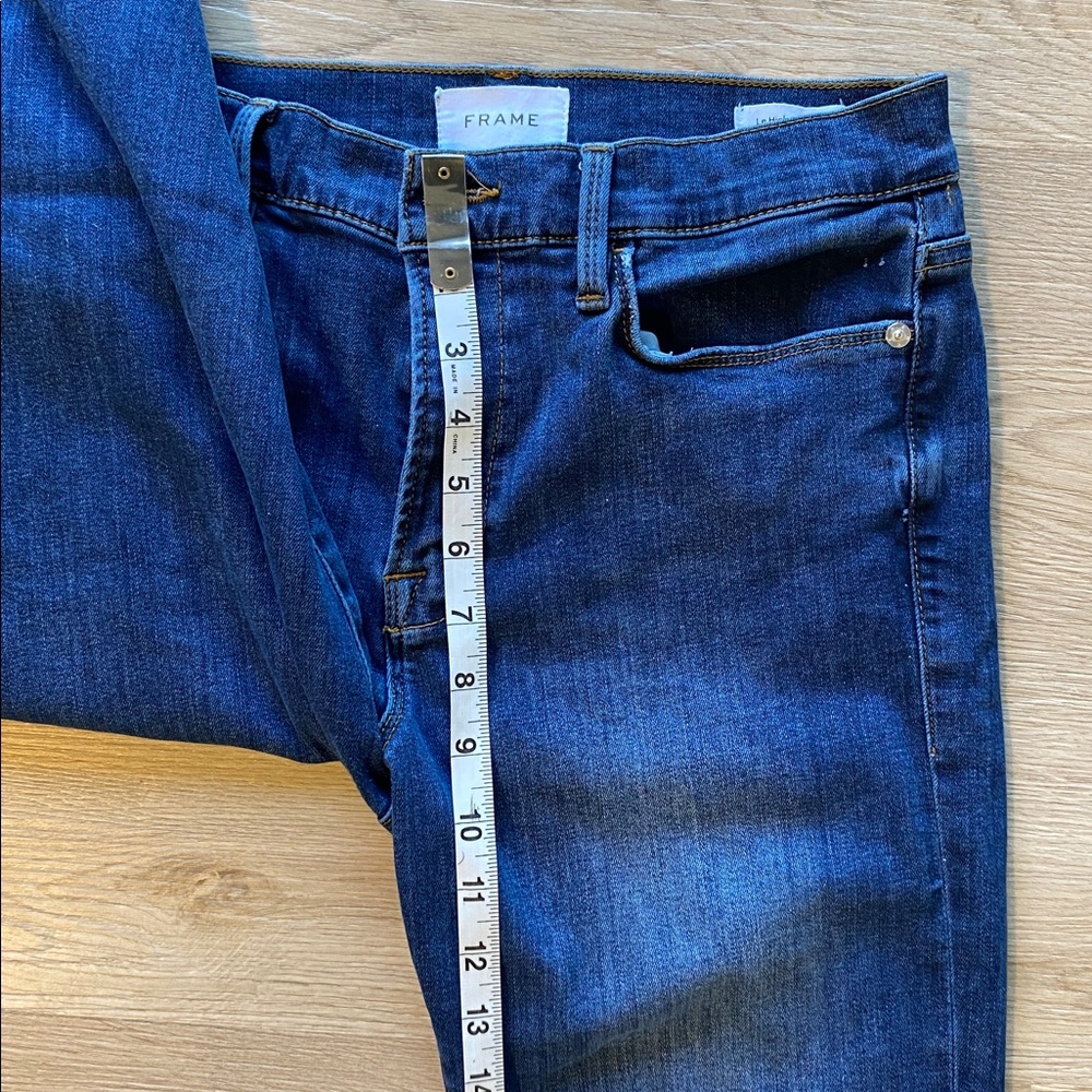 Frame Le High Straight Frayed Hem Cropped Jeans High Rise Size 30 - Picture 8 of 10
